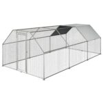 Recinto Gabbia per Galline in Metallo Galvanizzato Impermeabile, Pollaio con Porta e Copertura Oxford, 280x570x195cm