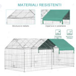 Recinto per Animali con Telo di Copertura in Acciaio con Porte, 220x103x103cm - immagine 4