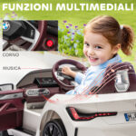 Macchina Elettrica per Bambini 3-6 Anni con Licenza BMW con Telecomando, Clacson e Fari, 115x67x45 cm, Bianca - immagine 7