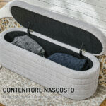 Panca Fondo Letto in Tessuto Teddy con Vano Contenitore, 116x41x40,5cm, Grigio Chiaro - immagine 4