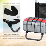 Carrello da Spiaggia Pieghevole con Tasca in Rete, Manico Telescopico e Cavalletto, 82x67x81 cm - immagine 6