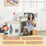 Cucina Giocattolo 2 Pezzi per Bambini 3-6 Anni con Utensili da Cucina, Luci ed Effetti Sonori, in MDF e PP - immagine 5