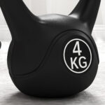Kettlebell 4kg in Plastica e Sabbia con Base Piatta e Impugnatura, 18x12x20 cm, Nero - immagine 8