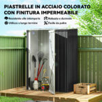 Casetta Porta Attrezzi Capanno in Acciaio Impermeabile 142x84x189cm - immagine 4