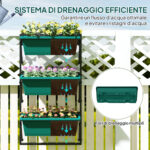 Fioriera da Esterno Verticale e 3 Vasi per Piante in Plastica con Fori di Drenaggio, 56x42x1 cm, Verde - immagine 5