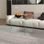 Tavolino in Vetro Temperato Moderno da Salotto con Design Monoblocco, 50x40x45 cm, Trasparente - immagine 7
