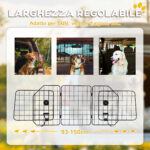 Griglia Divisoria Auto per Cani Universale con Larghezza Regolabile e Pieghevole, 93-150x42cm, Nero - immagine 5
