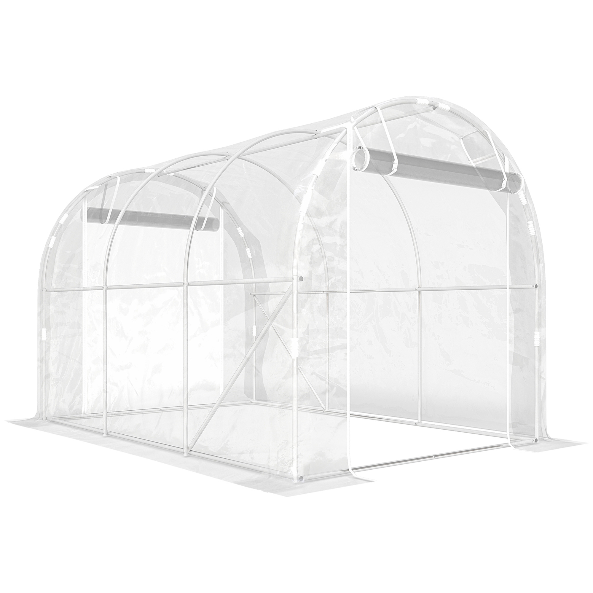Msh10b19bd95b72b6.jpg Serra a Tunnel 2x3x2 m con Porte Avvolgibili, Telaio in Acciaio e Copertura in PE Anti-UV, Trasparente - immagine 1