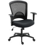 Sedia da Ufficio Traspirante e Reclinabile ad Altezza Regolabile, in Tessuto a Rete, 65x59x92,5-102,5 cm, Nero