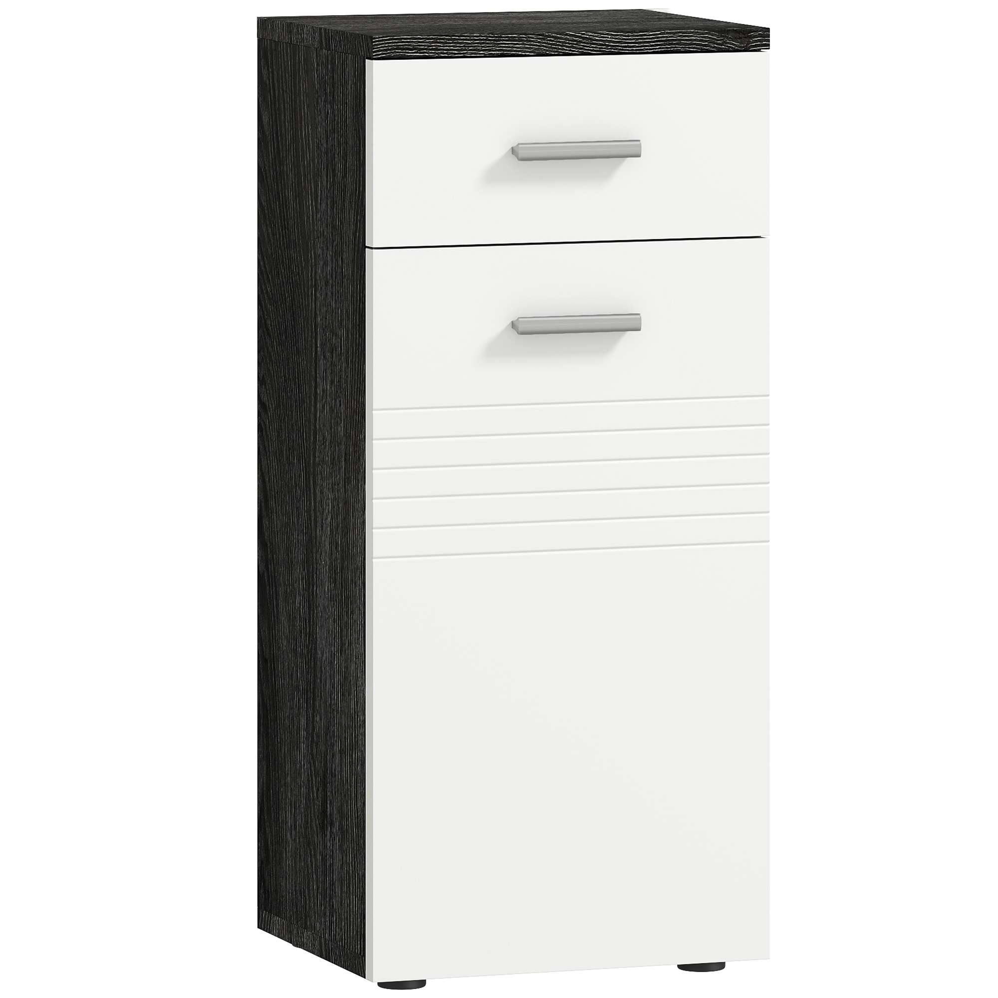 MyT16c1987f271faf.jpg Mobile Bagno con Cassetto e Armadietto in Legno, 35x30x77,5cm, Bianco e Nero - immagine 1