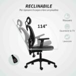 Sedia da Ufficio Ergonomica e Regolabile con Supporto Lombare e Poggiatesta, 66x61x106-116 cm, Grigio - immagine 6