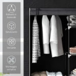 Armadio Guardaroba Portatile in Tessuto con 6 Ripiani Aperti e un Appendino, 103x43x162,5 cm, Nero - immagine 6