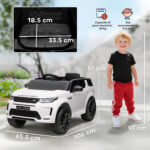 Macchina Elettrica per Bambini a Licenza Land Rover con Fari, Clacson e Cintura,106x65,5x51 cm, Bianco - immagine 3