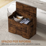 Panca Contenitore da 103L Multifunzione color Legno con Cuscino in Tessuto Grigio, 75x40x56 cm - immagine 4