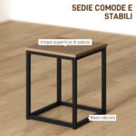 Set 5 Pezzi Sedie Tavolo Sala da Pranzo Moderne in Stile Industriale, Legno e Metallo, Nero e Color Legno - immagine 6