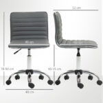 Sedia da Ufficio Ergonomica in Pelle PU con Altezza Regolabile, Seduta Girevole e Ruote, Grigio Scuro - immagine 3