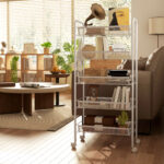 Carrello da Cucina Salvaspazio a 5 Livelli con Cestini a Rete in Acciaio, 45x26,5x106cm, Bianco - immagine 7