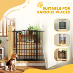 Cancelletto per Cani Estensibile con 2 Blocchi e Chiusura Automatica, in Metallo e Plastica, 74-87x78 cm, Nero - immagine 8