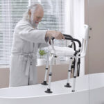 Sedia per doccia per Anziani, Disabili e Donne Incinte Imbottita con forma a U, 54x52x70-82cm, Bianco - immagine 9