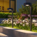 Set 8 Faretti da Esterno a Energia Solare con Illuminazione LED a 30K, in PP, PS e ABS, 12x10x46 cm, Nero - immagine 8