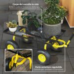 Carrello da Giardino in Acciaio con Capacità 150 kg e Maniglia Rivestita, 94x48,5x1 cm, Giallo e Nero - immagine 6