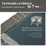 Mobili da Giardino Set 2 Pz in Rattan Chaise Longue e Tavolino da Caffè - immagine 4