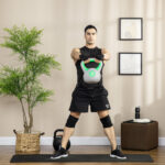 Kettlebell 16kg in PU e Sabbia con Base Piatta e Impugnatura per Stacchi, Squat e Sollevamenti, 27x17x31 cm, Verde - immagine 2