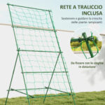 Supporto per Pomodori a forma di A a Livelli Regolabili con Rete, in Acciaio, PE e PP, 101x133x227 cm, Verde - immagine 5