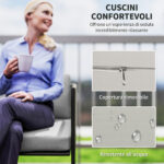 Set da Giardino Rattan con Divanetto 2 Posti, 2 Poltrone e Tavolino in Vetro, Cuscini Sfoderabili, Grigio - immagine 6