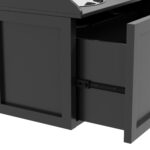 Ciotole per Cani Rialzate in Acciaio Inox e Legno con Cassetto, 60x30x36cm, Nero - immagine 9