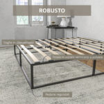 Struttura Letto con Doghe in Compensato e Contenitore inferiore, 190x160x35cm, Nero e color legno - immagine 6