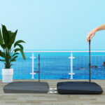 Base per Ombrellone a Sbalzo in HDPE con Maniglia e Ruote e Riempibile con Acqua o Sabbia, 95x95x117 cm, Nero - immagine 7