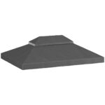 Copertura per Gazebo da Giardino 3x4 m a 2 Livelli in Tessuto Oxford 6D con Fori di Drenaggio, Grigio Scuro