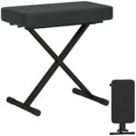 Sgabello per Pianoforte Pieghevole e Regolabile su 4 Altezze, in Pelle PU, Schiuma e Metallo, 60x32x53-63 cm, Nero