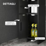 Colonna Bagno con Mensole e Armadietti, Mobile Alto Salvaspazio in Legno 15x17x120cm, Nero - immagine 5