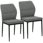 Set 2 Sedie da Pranzo Moderno con Schienale Ergonomico Senza Braccioli, gambe in acciaio e Sedie in velluto versatili, Grigio nero| Aosom Italy