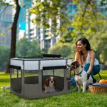 Box per Animali con 7 Finestre, 3 Porte e 2 Borse Portaoggetti, in Poliestere e Acciaio, 84x64x53 cm - immagine 2