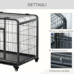 Kennel Gabbia per Cani Pieghevole Doppia Porta con Blocco 4 Ruote con Freno e Fondo Rimovibile, 109,5x71x78cm - immagine 6