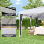Gazebo da Giardino 6x3 m Pieghevole con Zanzariera e Borsa di Trasporto, Crema - immagine 4