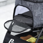 Passeggino per Cani con Cesto, Cuscino e 2 Guinzagli, in Acciaio e Tessuto Oxford, 81x48x99 cm, Nero e Grigio - immagine 9