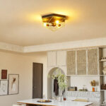 Lampada da Soffitto Stile Industriale Geometrica con 3 Attacchi E27 per Lampadine LED, Nero e Oro - immagine 9
