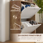 Scarpiera Slim con 3 Ripiani Regolabili a 2 Livelli per 12 Paia, in Truciolato e MDF, 60x24,5x75,5 cm - immagine 6