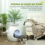 Lettiera per Gatti Antiodore a forma di Vaso con Paletta, in ABS e Acciaio Inox, 50x48,5x58,7 cm, Bianco - immagine 4