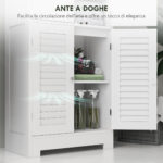 Mobile Colonna Bagno con 3 Armadietti e Ante in Vetro e a Persiana, 60x30x170,5cm, Bianco - immagine 6