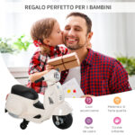 Moto Elettrica per Bambini con Licenza Ufficiale Vespa Batteria 6V, Fari e Clacson, per Bimbi da 18-36 mesi, Bianco, 66,5x38x52cm - immagine 4