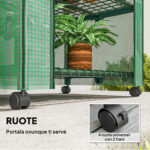 Serra da Balcone a 4 Livelli con 4 Rotelle e Ingresso Avvolgibile, in Acciaio e PE, 69x50x165 cm, Verde - immagine 7