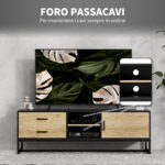 Mobile Porta TV 60" con Armadietto, 2 Cassetti e Ripiani Aperti, 140x35x45 cm, Legno Naturale - immagine 6