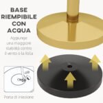 Colonnine Segnapercorso in Acciaio Inox Oro con Corda Vellutata Rossa di 1,5 m e Base Riempibile,, Ø32x96 cm - immagine 6
