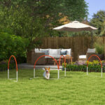 Set Agility Dog 4 Pezzi con 4 Picchetti e Borsa da Trasporto, in PE e ABS, 89x69x99 cm, Bianco e Arancione - immagine 2