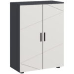 Mobiletto Bagno 2 Ante in Legno con 3 Ripiani e Chiusura Ammortizzata, 60x30x82cm, Grigio